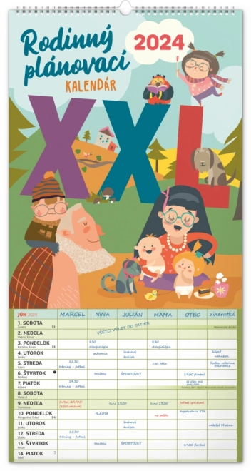 Nástenný kalendár Rodinný plánovací XXL 2024, 33 × 64 cm (SK)
