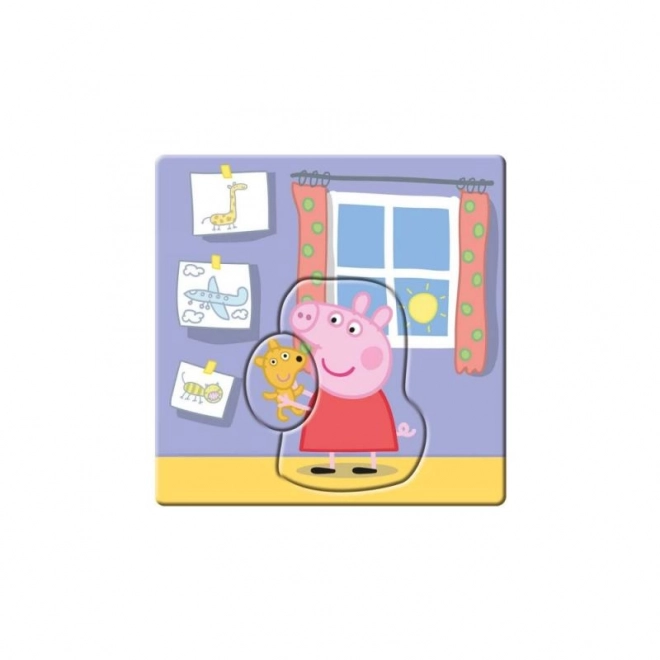 Puzzle baby Prasátko Pepa/Peppa Pig 3 obrázky 18x18cm 12 dílků v krabici 19x27x4cm 24m+