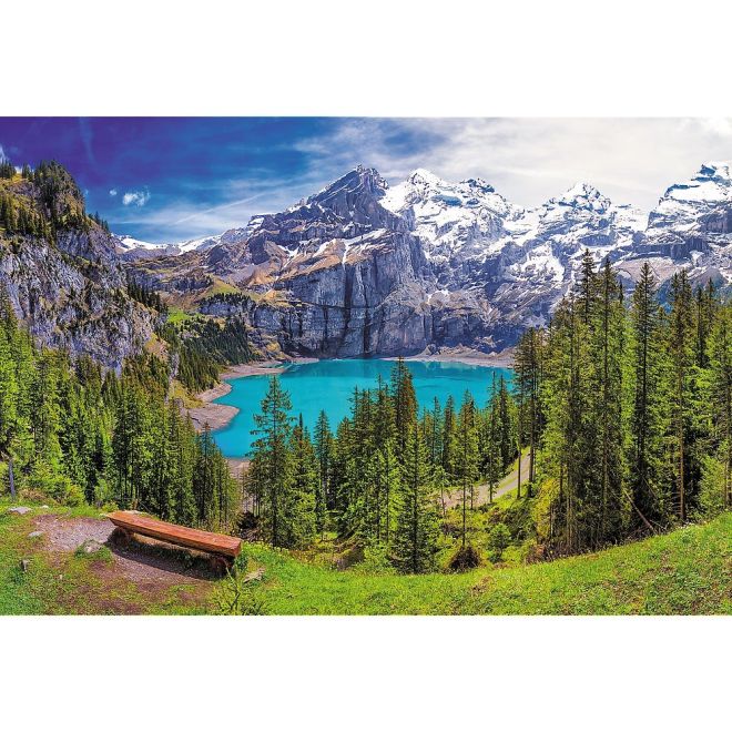 Panoramatické puzzle Jezero Oeschinen, Švýcarsko 1500 ks