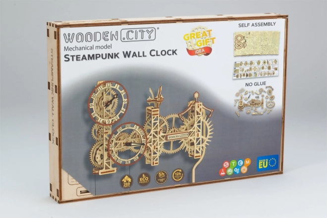 WOODEN CITY 3D puzzle Steampunk nástěnné hodiny 269 dílů