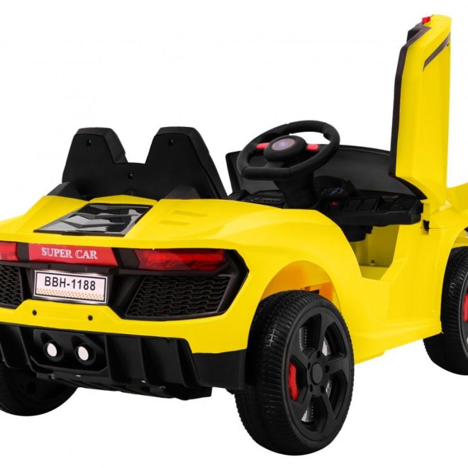 Budoucí bateriové auto pro děti Žluté + Dálkové ovládání + Pomalý start + EVA + MP3 USB + LED dioda