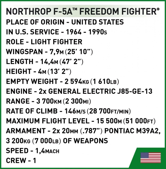 COBI 2425 Vietnam War Northrop F-5A Freedom Fighter, 1:48, 352 k