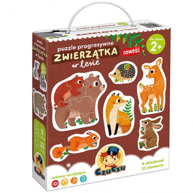 Progresivní puzzle - Zvířátka v lese
