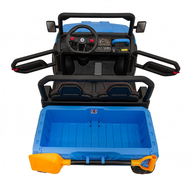 Dětské autíčko Pick-Up Speed 900 Blue + pohon 4x4 + pohyblivá naběračka + nosič zavazadel + dálkové ovládání + lopata + LED audio