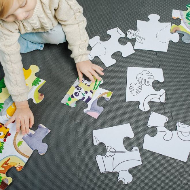 Oboustranné puzzle Treflíci a mláďata 15 dílků