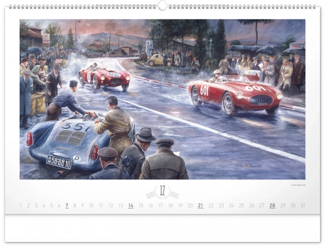 NOTIQUE Nástěnný kalendář Oldtimers – Václav Zapadlík 2025, 64 x 42 cm