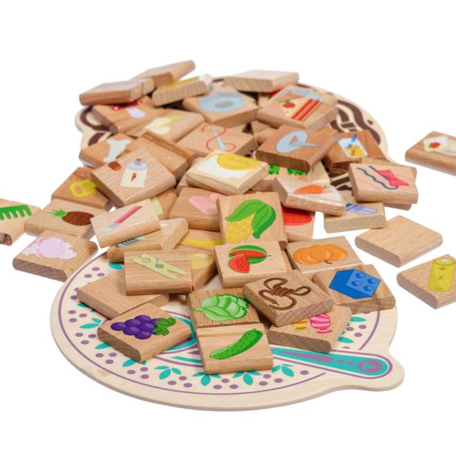 Lucy & Leo „Jedlý - nejedlý“ Dřevěná herní sada 56 dílů s předlohami