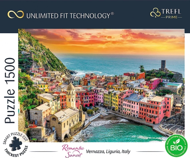 Puzzle TREFL Romantický západ slunce: Vernazza, Ligurie, Itálie 1500 dílků