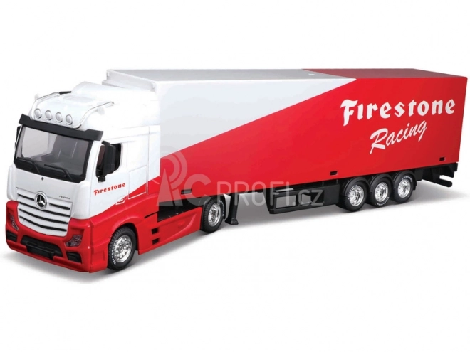 Kamion s přívěsem Bburago MB Actros Gigaspace Firestone 1:43