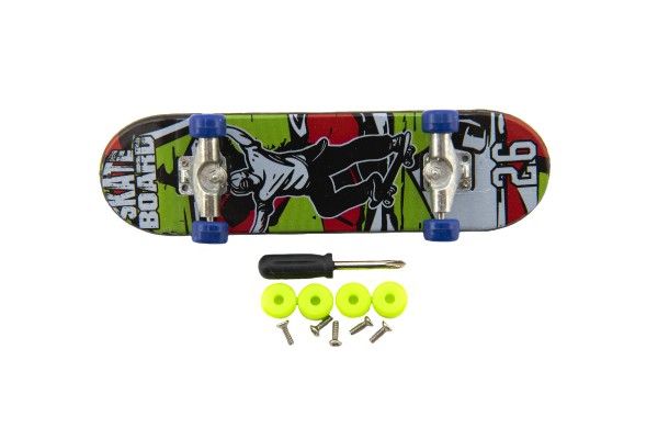 Šroubovací prstový skateboard s doplňky - 9 cm