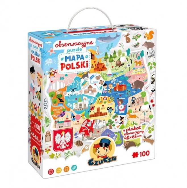 Pozorovací puzzle - Mapa Polska 100 prvků