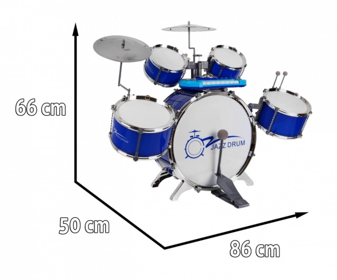 Hudební sada Percussion + Keyboard + Mikrofon pro děti 3+ modré zvuky Světla