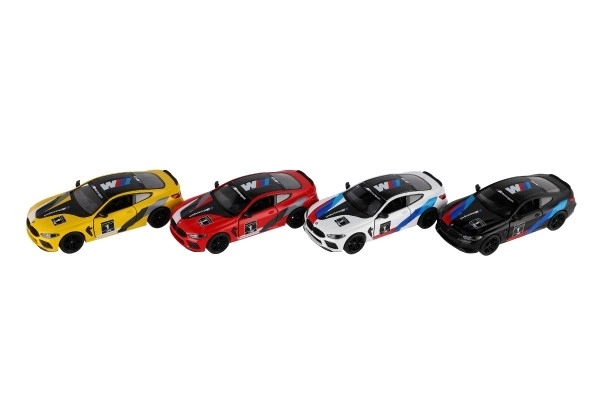 Auto Kinsmart BMW M8 Competition Coupé 1:38 kov/plast 12,5cm 4 barvy na zpětné natažení 12ks v boxu