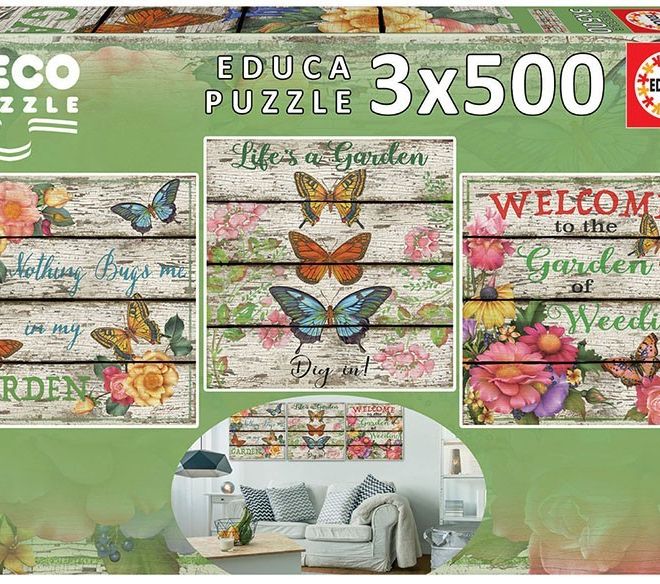 Puzzle 3x500 prvků Venkovská zahrada