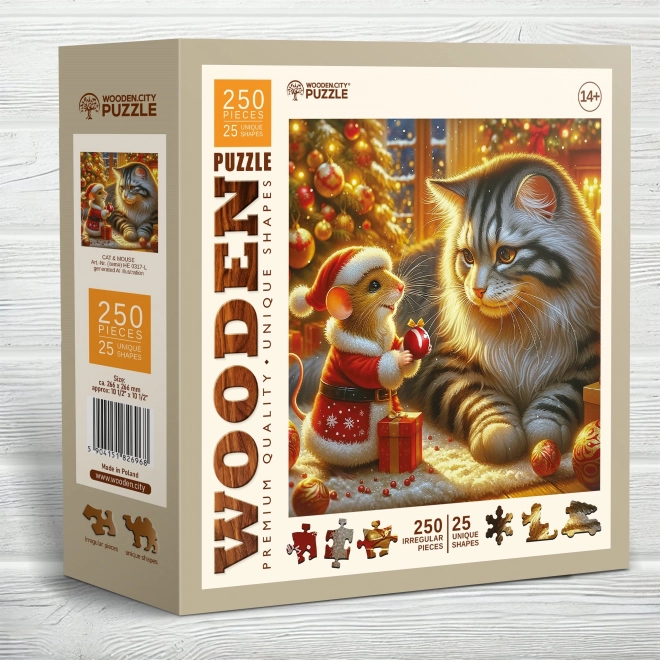 WOODEN CITY Dřevěné puzzle Kočka a myš 250 dílků