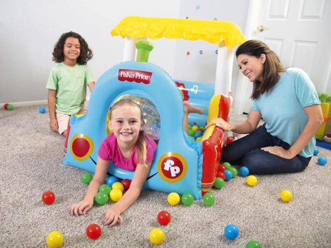 Dětský barevný suchý bazének ve tvaru Lokomotivy Fisher Price