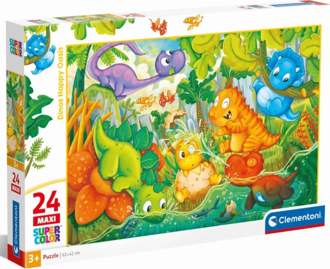 CLEMENTONI Puzzle Šťastná oáza dinosaurů MAXI 24 dílků