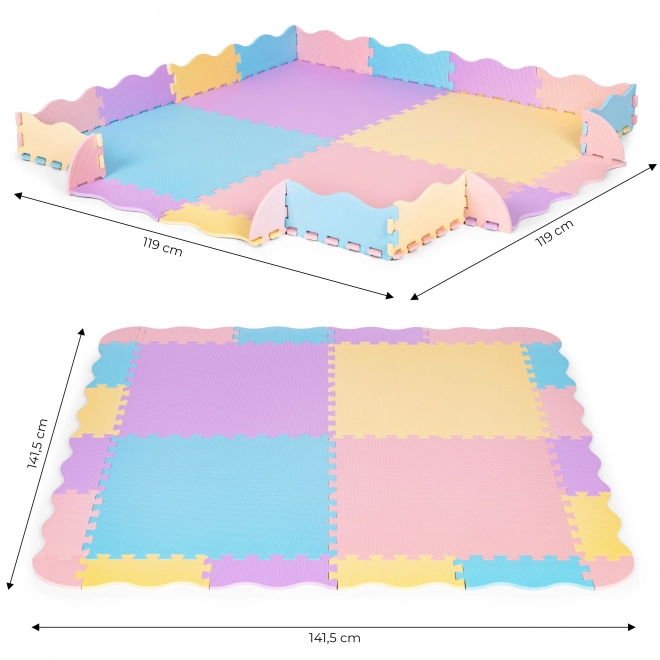 Pestrá pěnová podložka pro děti s ohrádkou 141,5x141,5 cm 24 ks IPLAY