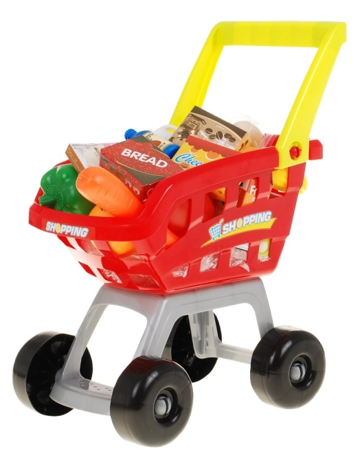 Dětský interaktivní supermarket s nákupním košíkem 24 dílů – Žlutý