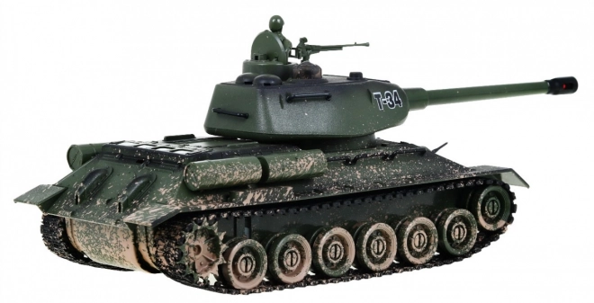 Dálkově ovládaný tank T-34 pro děti 3+ Střílející kamuflážní model 1:28 + Velká tanková bitva + Světelné zvuky