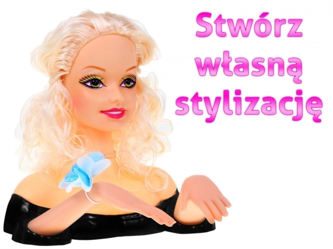 Kadeřnická panenka + sada na česání + ozdoby a doplňky – Blondýnka