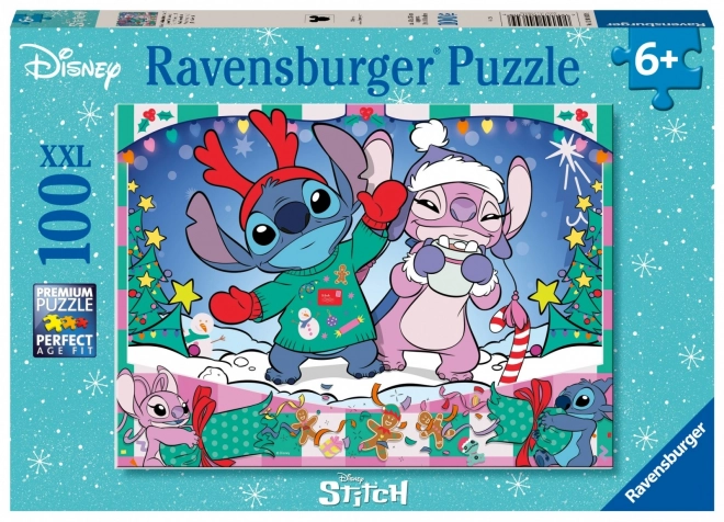 Puzzle 100 dílků Stitch Vánoce Disney