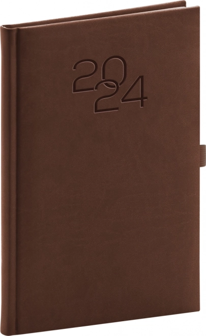 Týdenní diář Vivella Classic 2024, hnědý, 15 × 21 cm