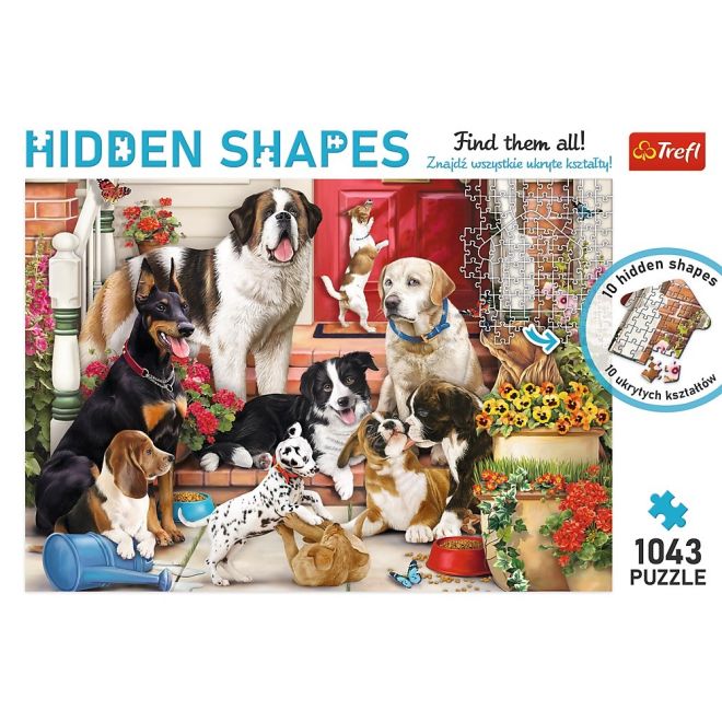 Puzzle skryté tvary pes zábava