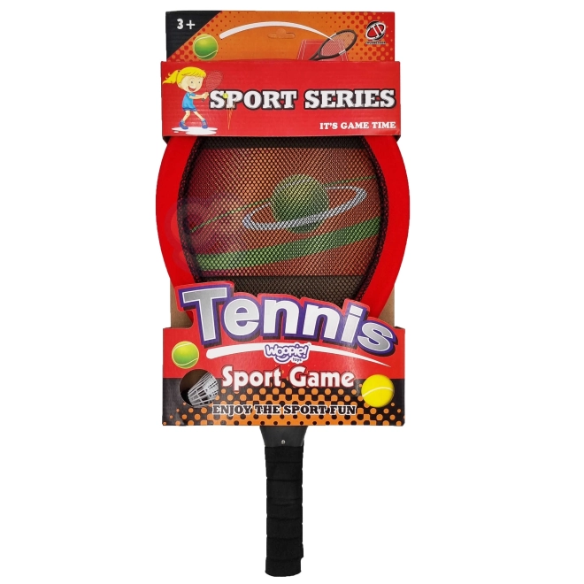 Velké tenisové a badmintonové rakety pro děti Woopie s míčkem a košíkem