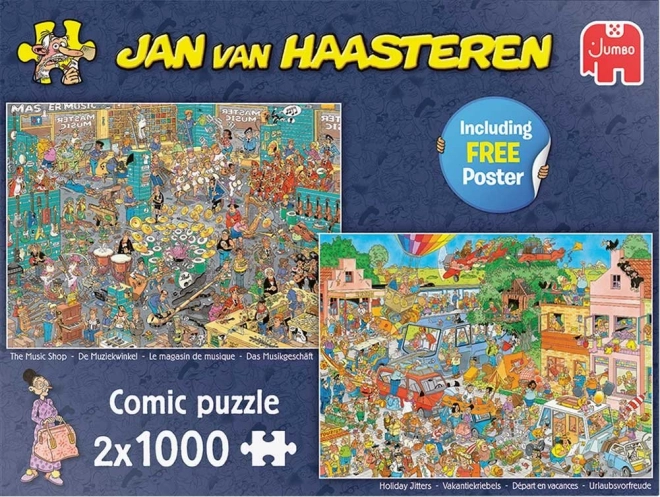 JUMBO Puzzle JvH Obchod s hudebninami & Prázdninová nervozita 2x1000 dílků