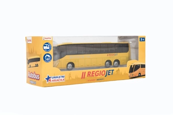 Autobus RegioJet kov/plast 18,5cm na zpětné natažení v krabičce