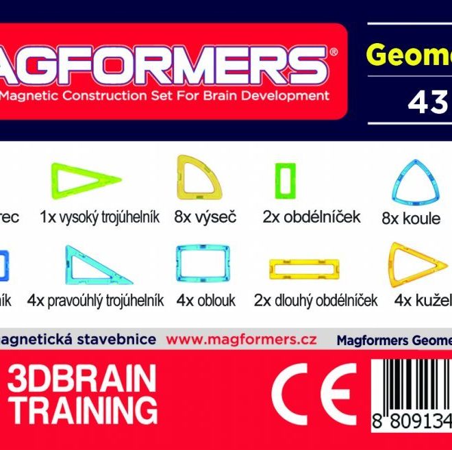 MAGFORMERS Geometrie 2: Rovina a prostor - box 43 dílků
