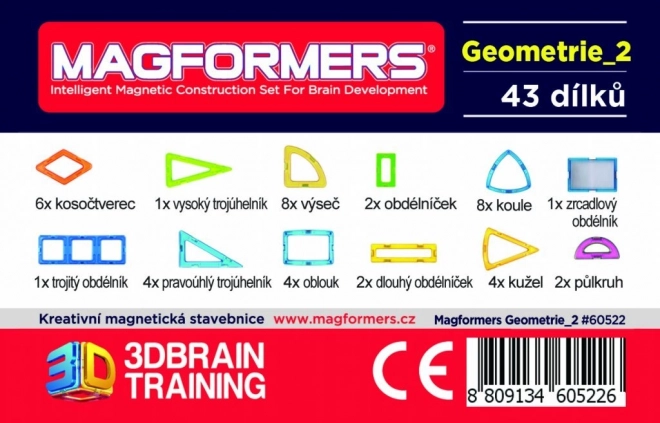 MAGFORMERS Geometrie 2: Rovina a prostor - box 43 dílků