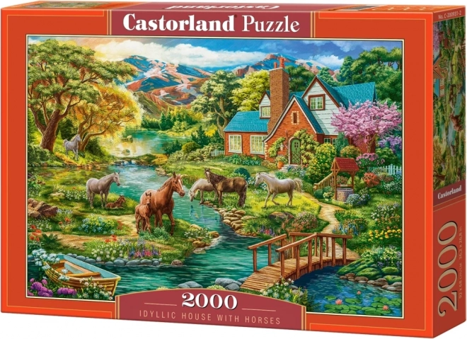 Puzzle 2000 dílků Vesnický domek s koňmi