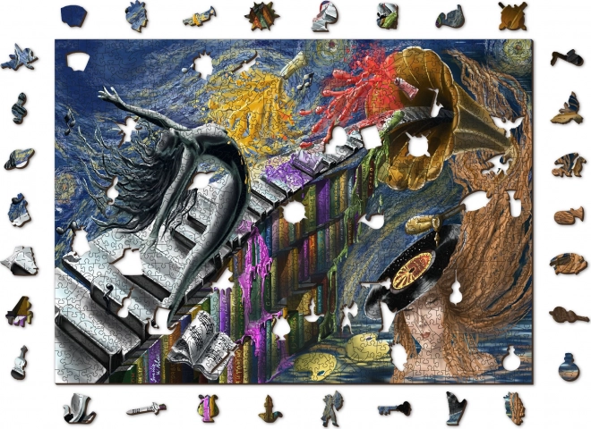 WOODEN CITY Dřevěné puzzle Hudební fantazie 2v1, 1010 dílků EKO