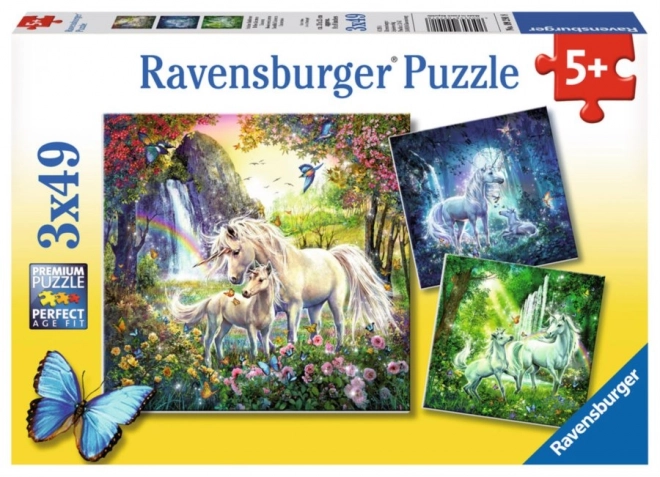 RAVENSBURGER Puzzle Nádherní jednorožci 3x49 dílků