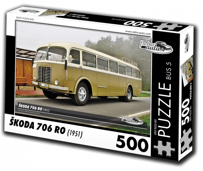 RETRO-AUTA Puzzle BUS č. 5 Škoda 706 RO (1951) 500 dílků