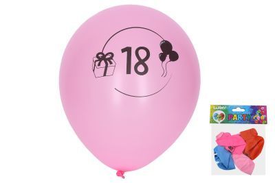 Balónek nafukovací s číslem 18 30 cm - sada 5 kusů