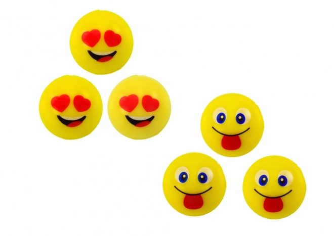 Sada gumových míčků Emoji žlutá 6 ks