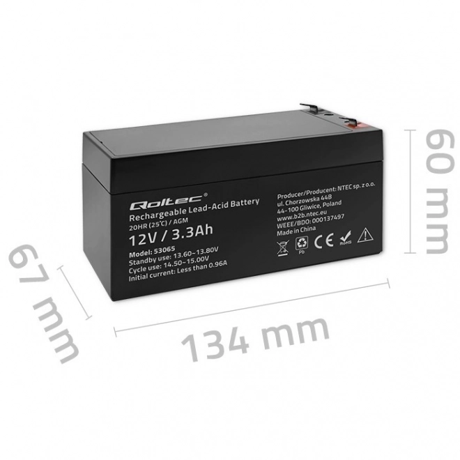 AGM akumulátor 12V 3.3Ah
