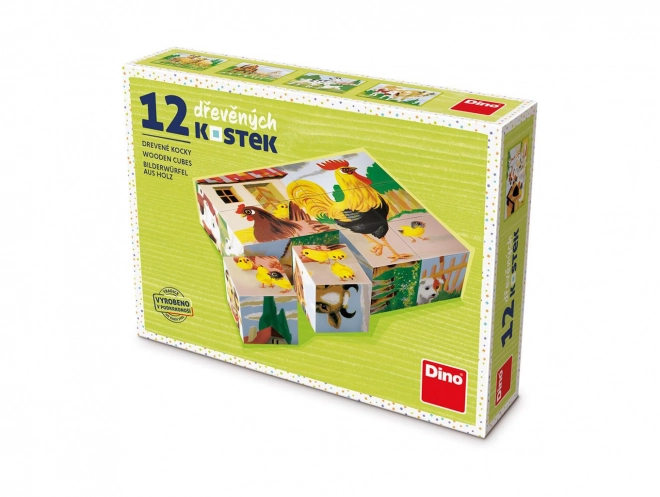 DOMÁCÍ ZVÍŘÁTKA 12 Dřevěné kostky