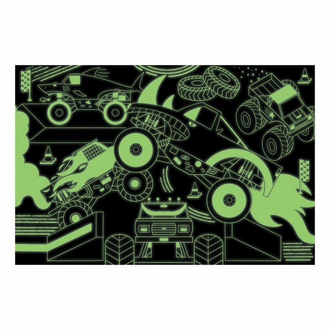 Puzzle Svítící Monster Trucks od Mudpuppy - 100 dílků