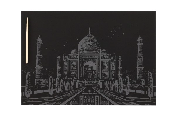 Škrabací obrázek barevný Taj Mahal 40,5x28,5cm A3 v sáčku