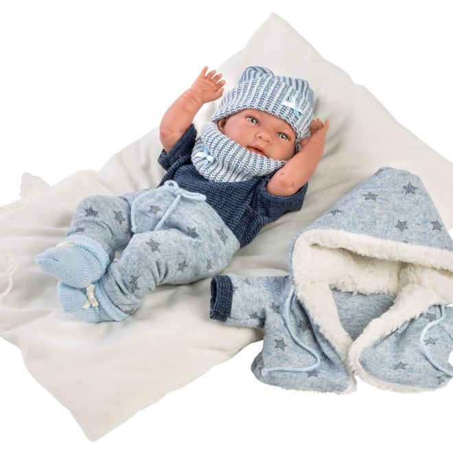 Llorens NEW BORN CHLAPEČEK - realistická panenka miminko s celovinylovým tělem - 40 cm