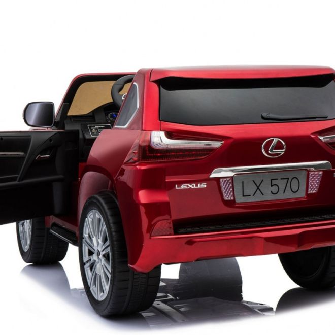 Lexus LX570 Lakované auto pro 2 děti Červená + dálkové ovládání + EVA kola + rádio MP3 LED