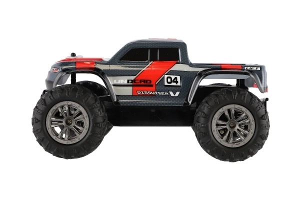 Auto RC pick up terénní plast 25cm 2,4GHZ na baterie šedo-červený v krabici 32x14x18cm