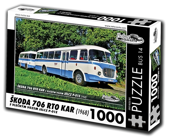 RETRO-AUTA Puzzle BUS č.14 Škoda 706 RTO KAR (1968) 1000 dílků