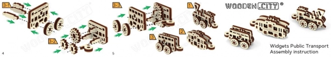 WOODEN CITY 3D puzzle mini sada Widgets: Dopravní prostředky 36 dílků