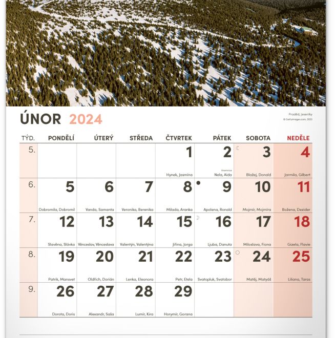 Nástěnný kalendář 2024 s extra velkým kalendáriem, 33 × 46 cm