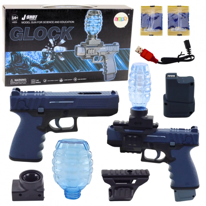 Automatická pistole na vodní gelové kuličky modrý Glock